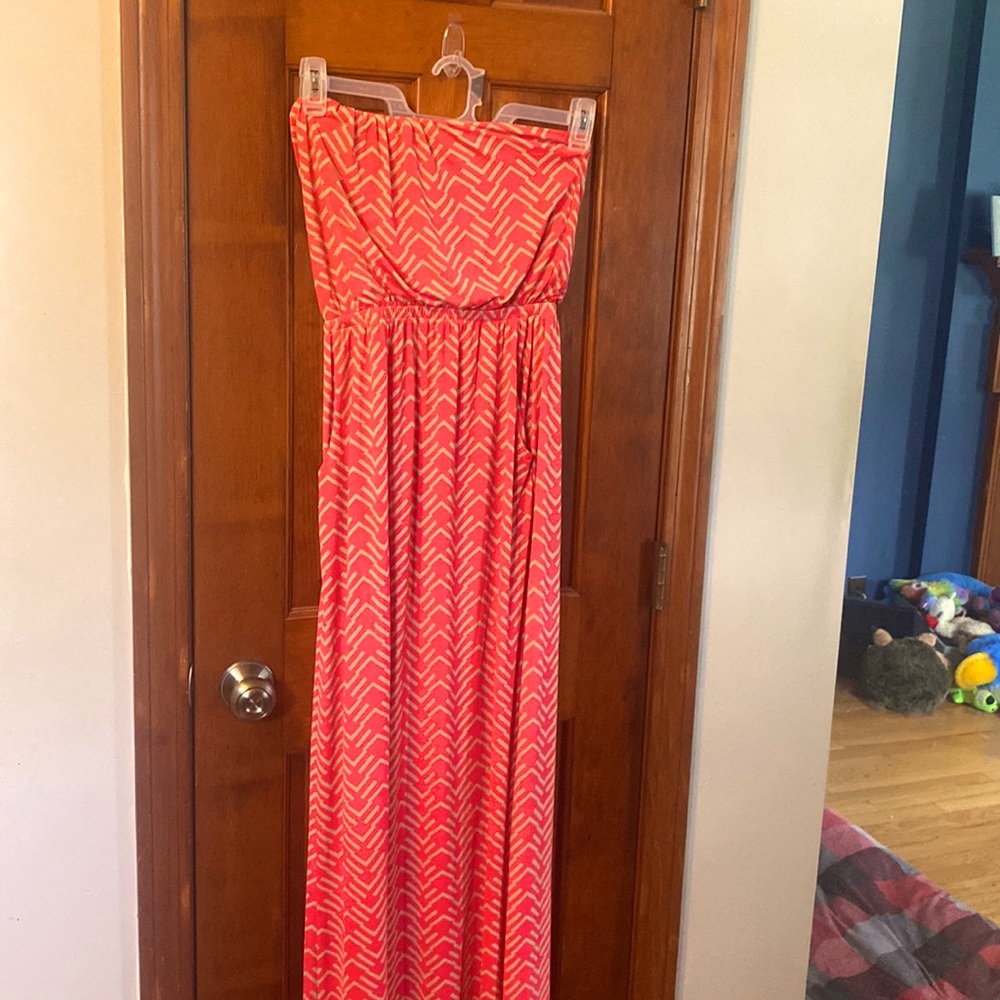 Strapless floor length sundress